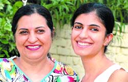 Aastha Saini, a student of Kanya Maha Vidyalaya, who bagged the first position in the BA (English) Honours-III exam of Guru Nanak Dev University, Amritsar, with her mother in Jalandhar