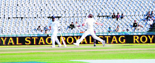 India play against Australia to an empty house during a Test match at the PCA stadium in Mohali