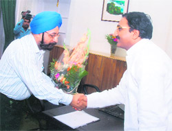 CM Ramesh Pokhriyal meets Central Railway Board chief SS Khurana in Dehradun on Saturday
