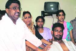Lawyer and RTI activist Kiran Pandey (right) in a private hospital at Ferozepur 