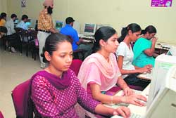 Private students attend computer classes at Government Senior Secondary School in Mohali