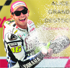 Valentino Rossi celebrates his victory.