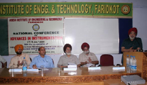 Experts expressing their views during the national conference on advances in instrumentation at the Adesh Institute of Engineering and Technology in Faridkot.