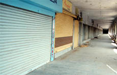 Closed shops at Nehru Shopping Complex in Amritsar.