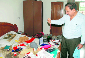 A room ransacked by robbers at a house in Sector 16, Panchkula.
