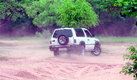 A driver “drifts” his SUV at Leisure Valley in Sector 10 of Chandigarh on Tuesday.