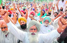 Farmers from Punjab at a rally in Chandigarh on Tuesday.