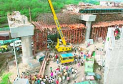 The site where the mishap occurred in north-west Delhi 