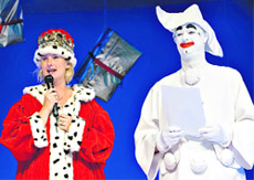 Lady Camilla of Rosenborg (L) delivers a speech on Wednesday after her election as Santa of Honour of the Santa Claus World Congress 2009 in Copenhagen. The three-day congress brings together 136 red-clad delegates from all over the world