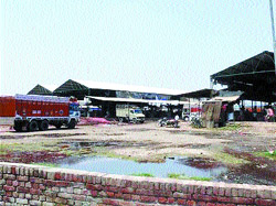 A view of the vegetable market situated in the periphery of Army ammunition dump in Amritsar. 