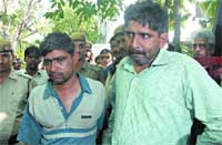 Ajay Kumar (R) and Vijay Fogat arrested for allegedly kidnapping a 25-year-old man Abhai Garg in New Delhi