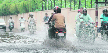 The Raipur road turns into a rivulet.