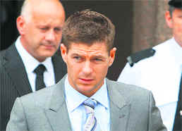 Steven Gerrard leaves Liverpool Crown court in northern England on Friday.