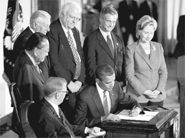 US President Barack Obama signs a proclamation celebrating the 19th anniversary of the Americans with Disabilities Act at the White House 