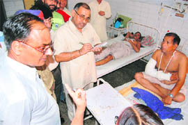PSHRC member Aninash Rai Khanna inspects the Civil Hospital in Ludhiana