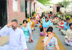 A yoga camp organised by Somvir Arya in a village in Rohtak district.