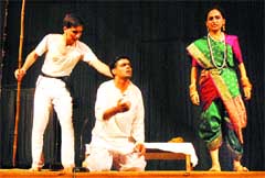 A play, Charandas Chor, being staged at the Desh Bhagat Yadgaar Hall in Jalandhar.
