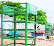 One of the tree guards purchased by MC for protecting sapling at Tajpur road in Ludhiana.