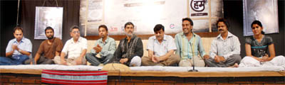 The panel of workshop directors and artistes during the press conference in Jalandhar.