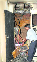 An electric panel of the Sector 8-based Dr Batra Clinic where a fire broke out on Friday.