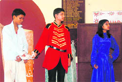 Students enact a play at the theatre competition.
