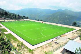 A scenic view of the first Astroturf in Shilaroo near Narkanda, in Himachal Pradesh, which is situated at an altitude of 2,450 metres