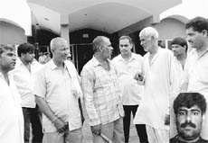 Relatives of Satish (inset) outside the hospital in Panchkula on Wednesday.