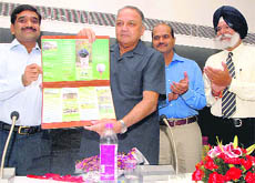 The UT Administrator, SF Rodrigues, along with Home Secretary Ram Niwas, launches the Golf Tourism in Chandigarh on Wednesday.