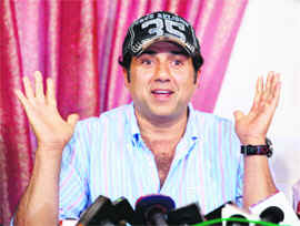 Actor Sunny Deol addresses a press conference about filing of a defamation suit of Rs 200 crores against a private FM Radio station in Mumbai.