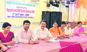 Officials of Greenland School during the science exhibition in Ludhiana