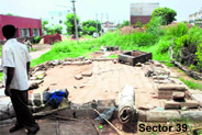 Municipal corporation staff remove “tents” put up by the security personnel in grounds adjoining houses of top officials in Chandigarh on Friday.
