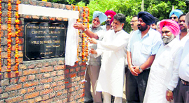 MP Manish Tiwari and others inaugurate the construction site of the central digital library at GHG Khalsa College, Gurusar Sadhar.