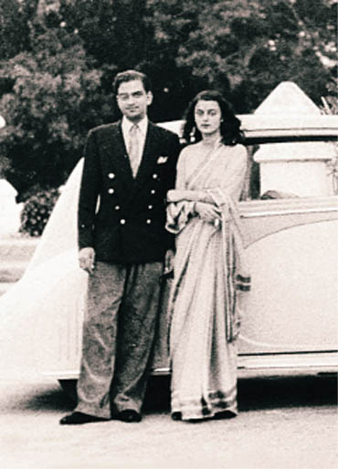 With her husband the Maharaja of Jaipur Sawai Man Singh II