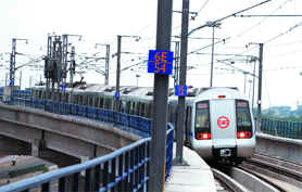 A file photo of the trail run of Metro on the Noida route.