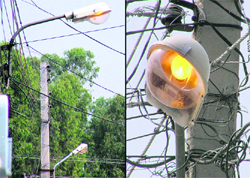 POWER WASTAGE: Streetlight remained switched on during daytime for the third consecutive day in the residential areas of Amar Nagar and Akash Nagar in Ludhiana on Sunday.