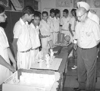 SR Prabhakar, principal of DAV Public School, inaugurates an exhibition on computer on the school premises in Patiala on Monday.