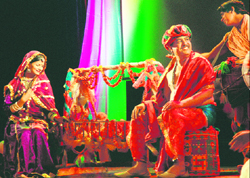 Artistes from the Samvad Theatre Group perform at Tagore Theatre in Chandigarh on Monday.