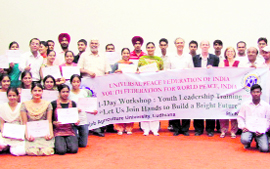 PAU NSS volunteers with officials of Universal Peace Federation at a workshop in Ludhiana on Monday.