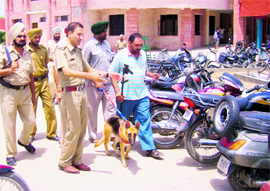 Dog squad sensitising the Jagraon bus stand.