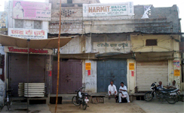 The closed shops in Clock Tower Bazaar in Fazilka.