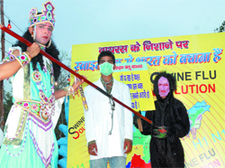 A swine flu tableau taken out on the eve of Janmashtami in New Delhi on Thursday.