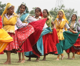 Students rehearse for the Independence Day celebrations at Tau Devi Lal Stadium in Gurgaon on Thursday.