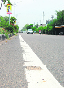 Cats eye missing on the Ferozepur road in Ludhiana. 