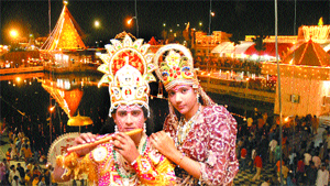 A view of the Janmashtami celebrations at the Devi Talab Mandir in Jalandhar on Friday.
