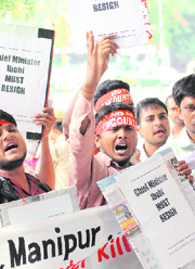 Members of the Jamia Teachers Solidarity Association during a protest against the continuing trend of encounter killings by state forces, in New Delhi on Saturday.