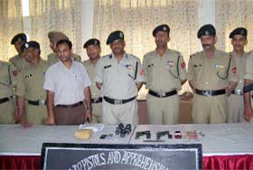 DIG BSF Rajesh Gupta along with other officials after recovering arms, ammunition and other items from Pakistani intruders in Ferozepur