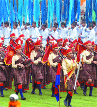 Schoolchildren participate in the event