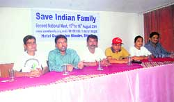 The second national meet on the Save Indian Family in progress with participants relating their bitter experiences to the media at Shimla