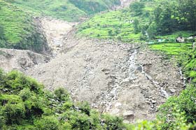 Jhekhla village in Pitthoragarh district that was hit by a cloudburst on August 8