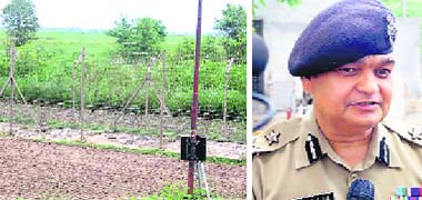 A view of the fence where the BSF foiled the infiltration bid in Ramgarh sector; and (right) Jammu Frontier IG AK Surolia briefs mediapersons about the operation